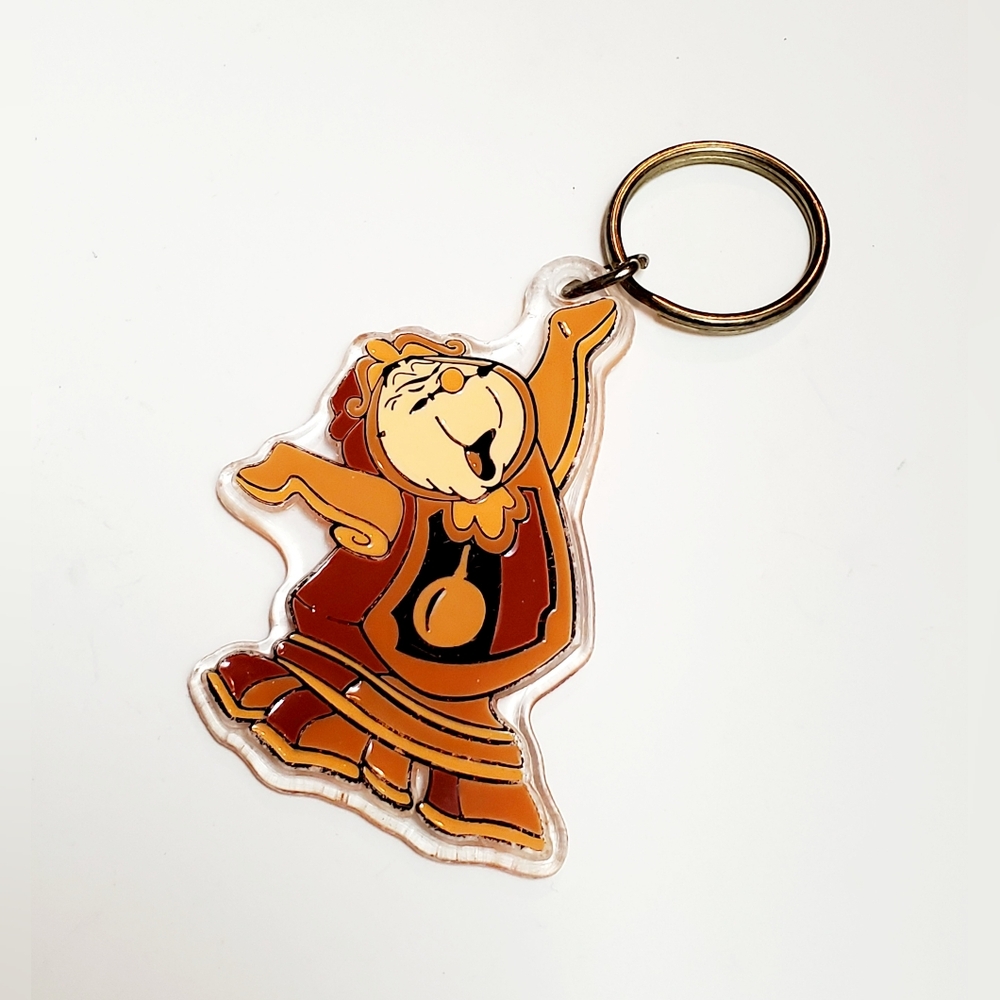 Vintage Disney Brabo Beauty And The Beast Cogsworth Clock Large Plastic Keychain